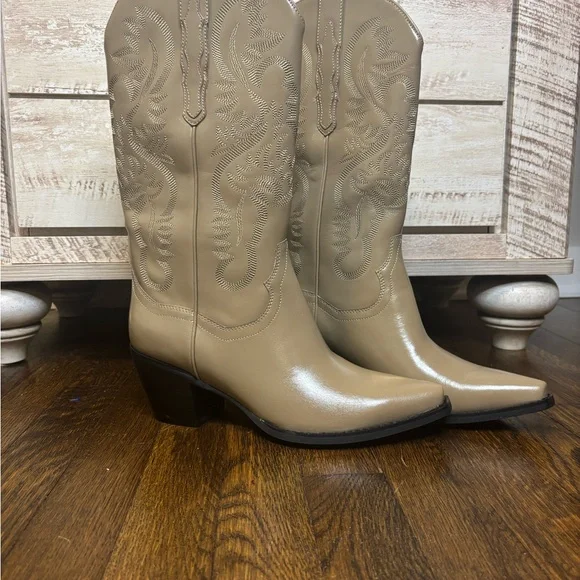 Jeffrey Campbell Dagget Western Boots Taupe Leather | Free People | 10 NWT - Picture 9 of 12